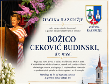spominska slovesnost za pokojno Božico Ceković Budinski, dr. med.